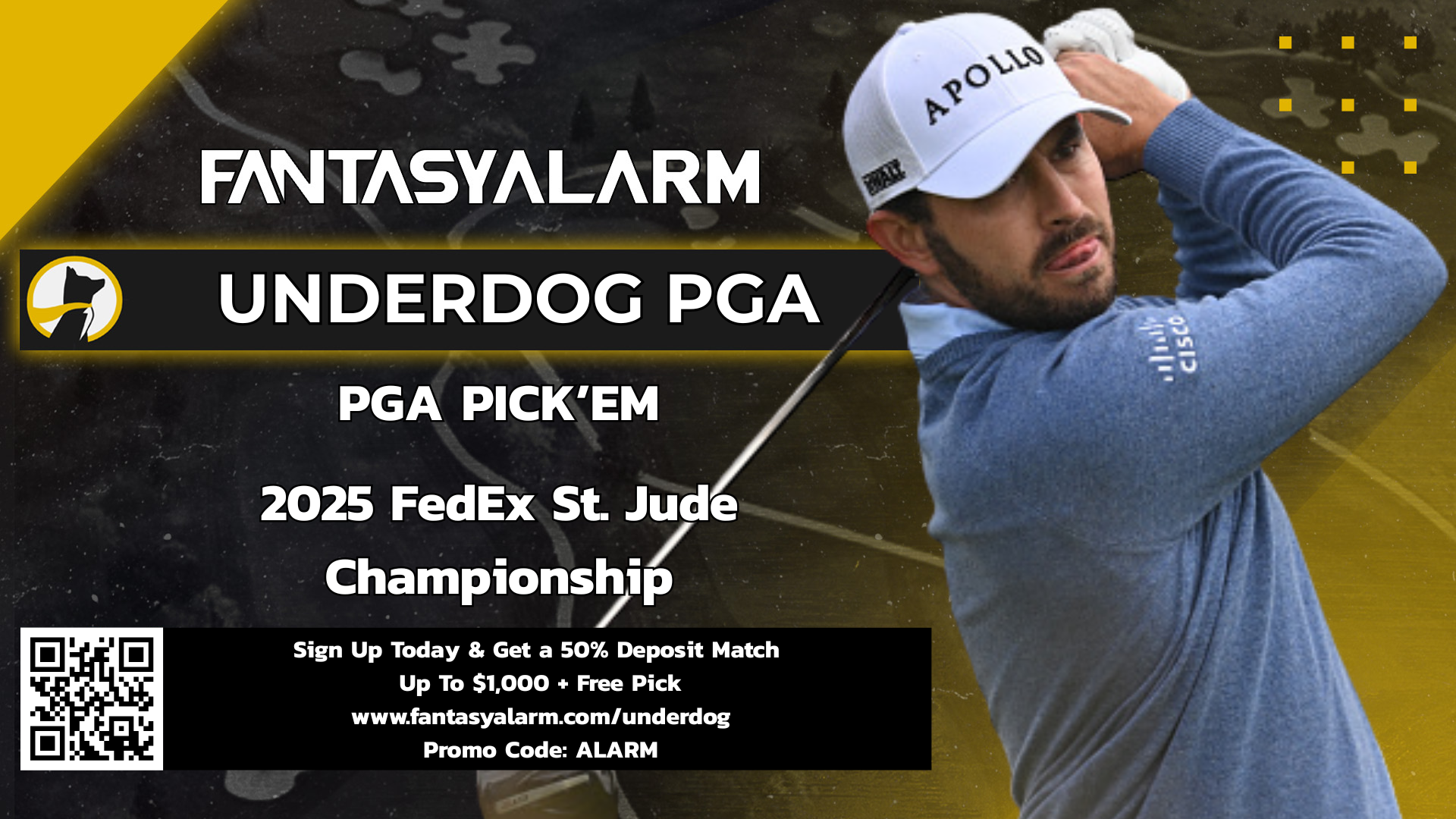Underdog PGA Pick'em Promo Code ALARM FedEx St. Jude Championship