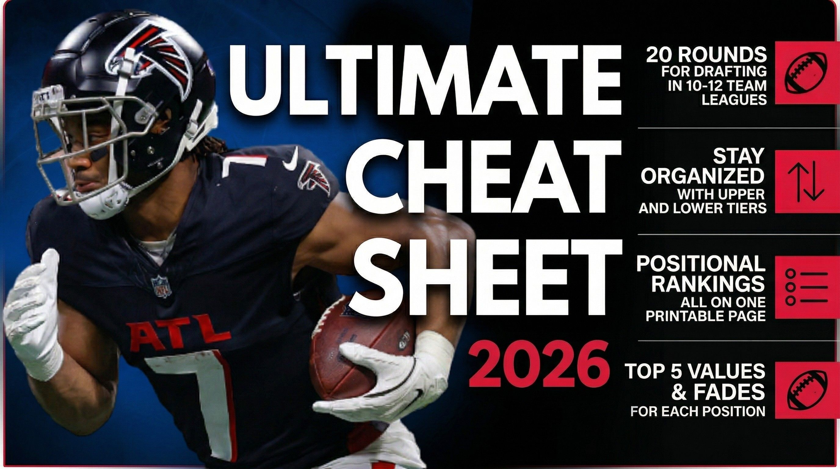 2026 Fantasy Football Best Ball Cheat Sheet - Printable PDF