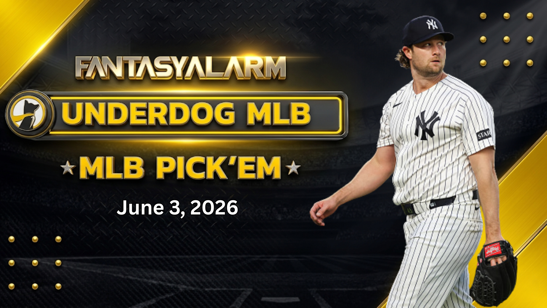 Gerrit Cole Underdog MLB Picks Today, 6/3: Baseball Projections + More